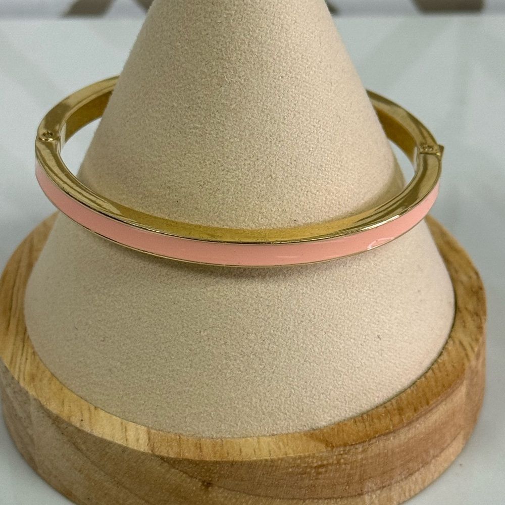 J Crew Pink & Gold Hinged Bracelet